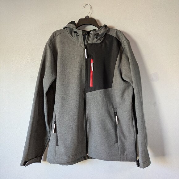 Mana Men's Hooded Gray Softshell Jacket XXL - Picture 2 of 12